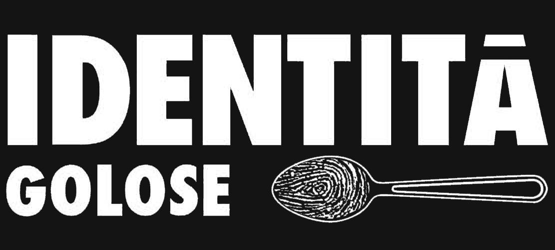 Logo “IDENTITÀ GOLOSE” in bianco e nero con la grafica di un cucchiaio.