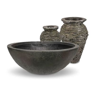 With 13″ & 24″ Stacked Slate Urns