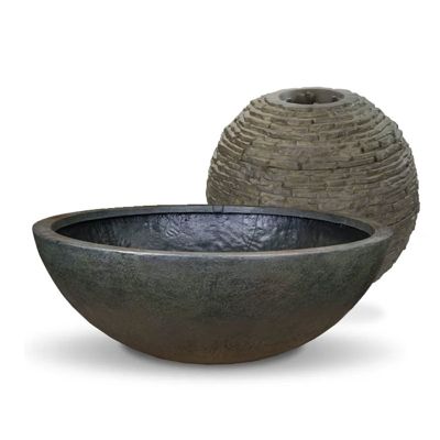 With 32″ Stacked Slate Sphere