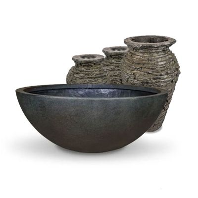 With 2-13″ and 1-24″ Stacked Slate Urns