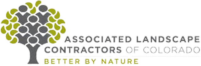 Logo of the Associated Landscape Contractors of Colorado. Tree composed of figures. Text: "Better by nature."