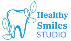Healthy Smiles Studio logo featuring a tooth inside a blue-gradient circle, with text 