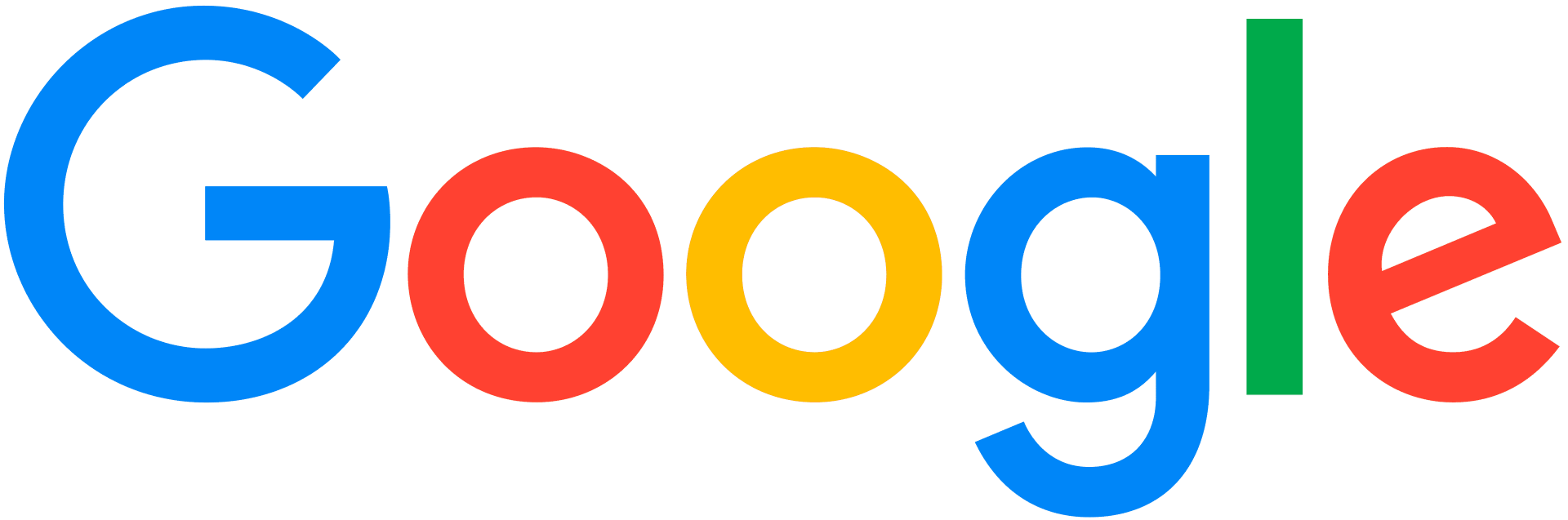 A colorful google logo on a white background