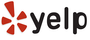 A yelp logo with a red star on a white background