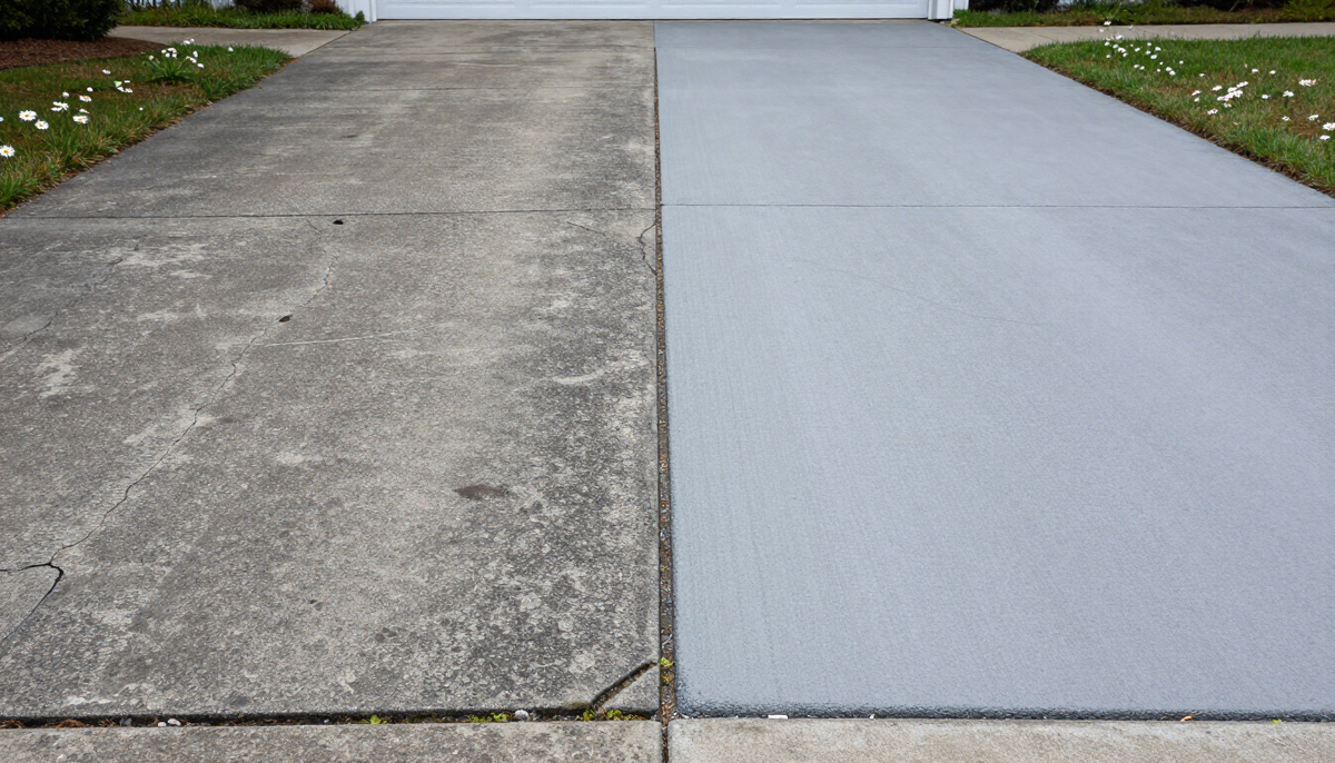 Before and after concrete driveway
