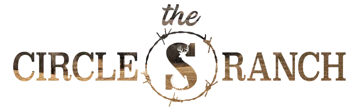 Logo for The Circle S Ranch with brown text and a stylized S inside a circle