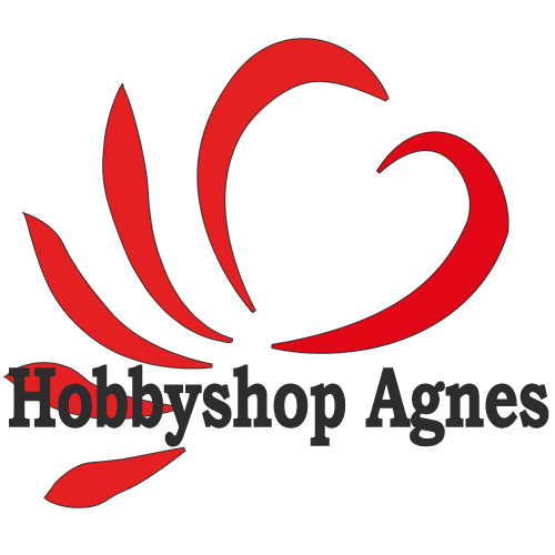 Een logo voor hobbywinkel agnes met een rood hart