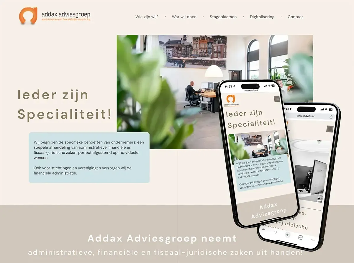 Een screenshot van een website met twee telefoons erop.