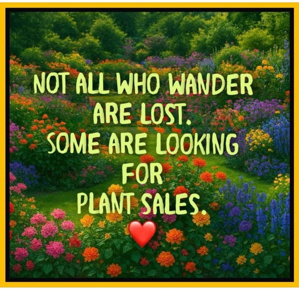 Colorful garden with text: