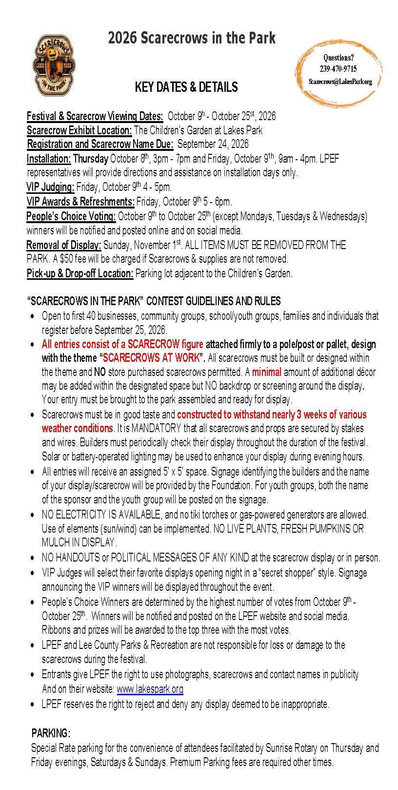 Flyer for 2026 Sorecasts in the Park with key dates, details, and bullet-point schedule notes.