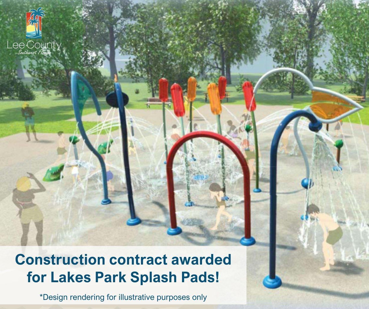 A construction contract awarded for lakes park splash pads