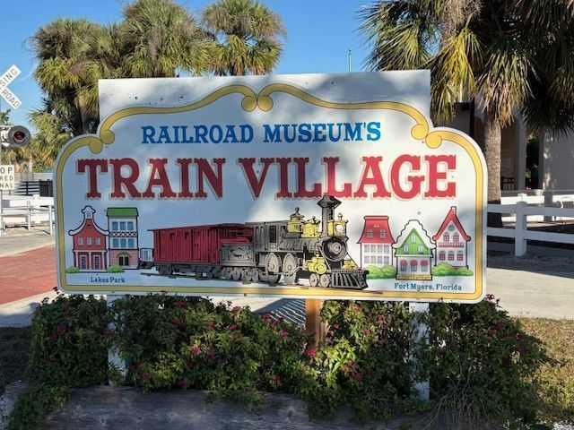 A sign for the railroad museum 's train village