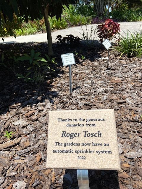 A sign that says thanks to the generous donation from roger tosch