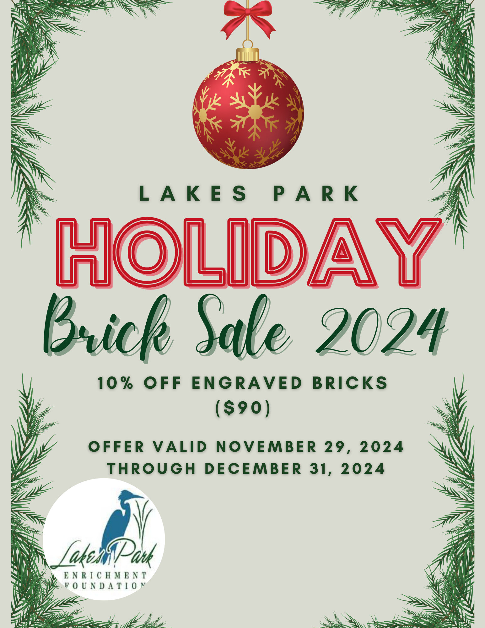 A poster for the lakes park holiday brick sale 2024
