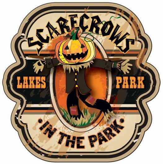 A sign that says scarecrows in the park