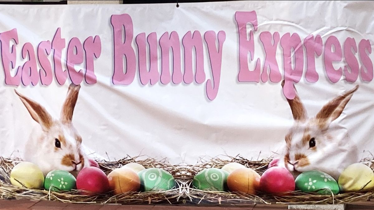 A sign that says easter bunny express on it