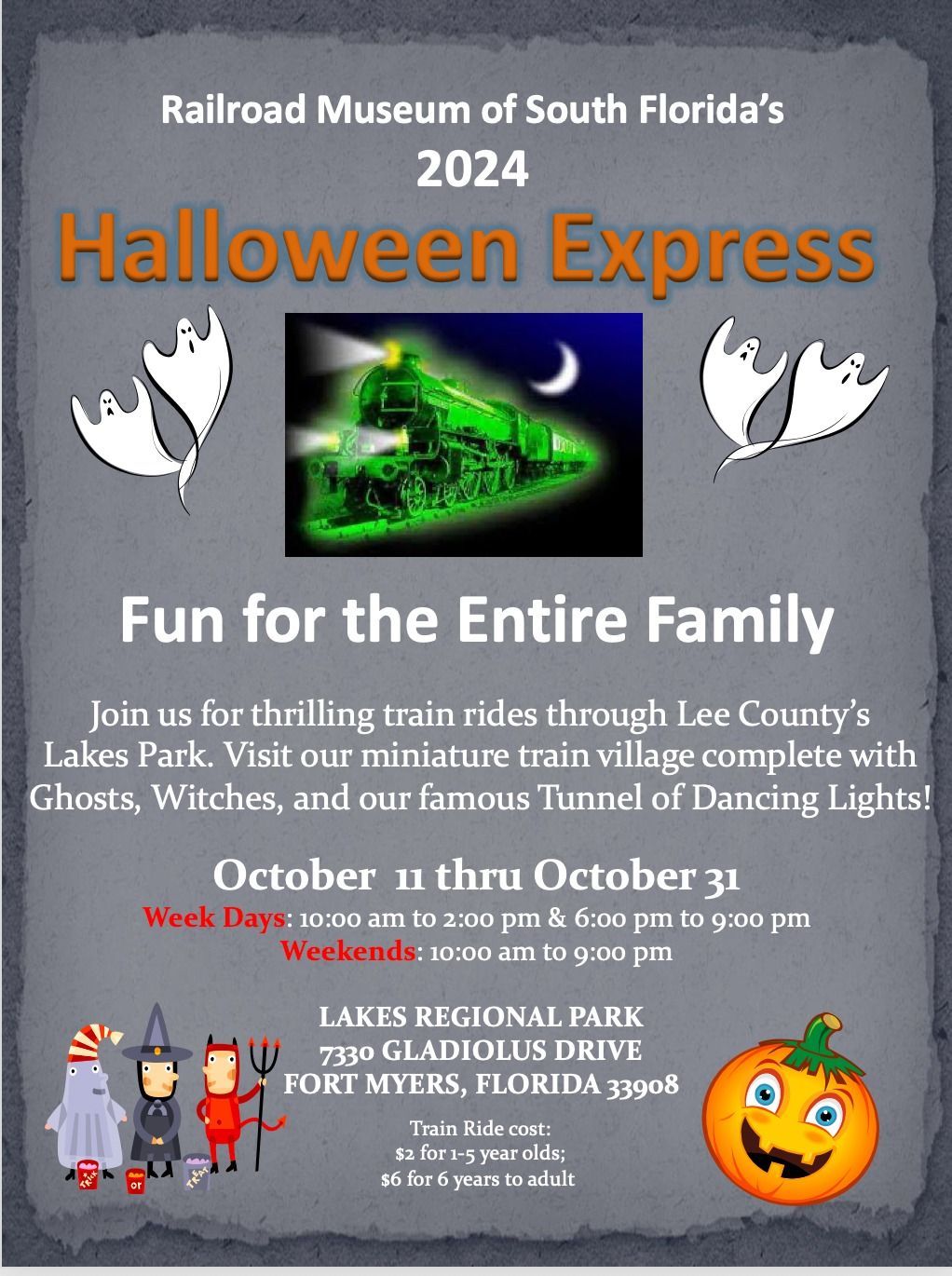 A poster for the railroad museum of south florida 's halloween express
