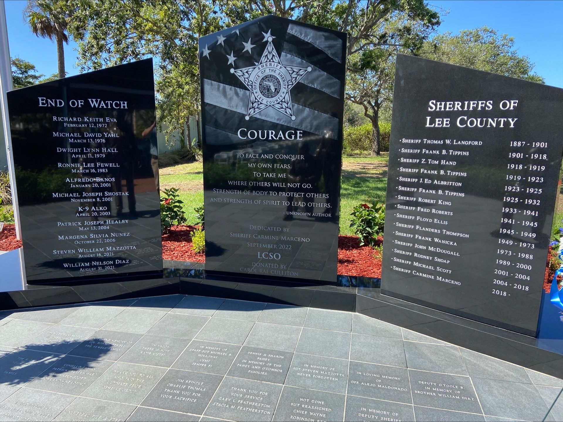 A memorial for the sheriffs of lee county