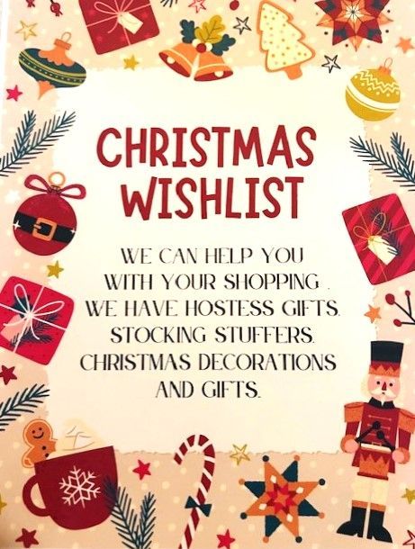 A christmas wishlist that says we can help you with your shopping