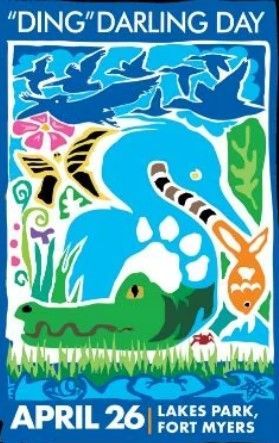 A poster for ding darling day at lakes park in fort myers