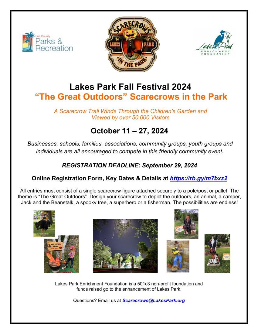 A flyer for the lakes park fall festival 2024