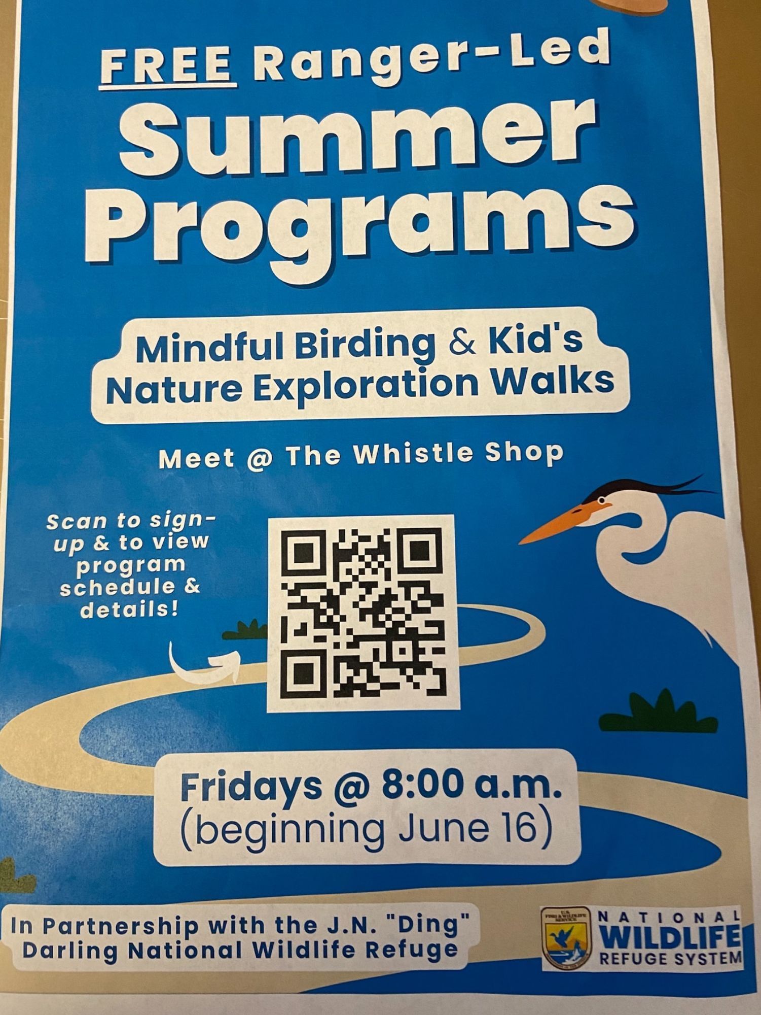 A poster that says free ranger led summer programs