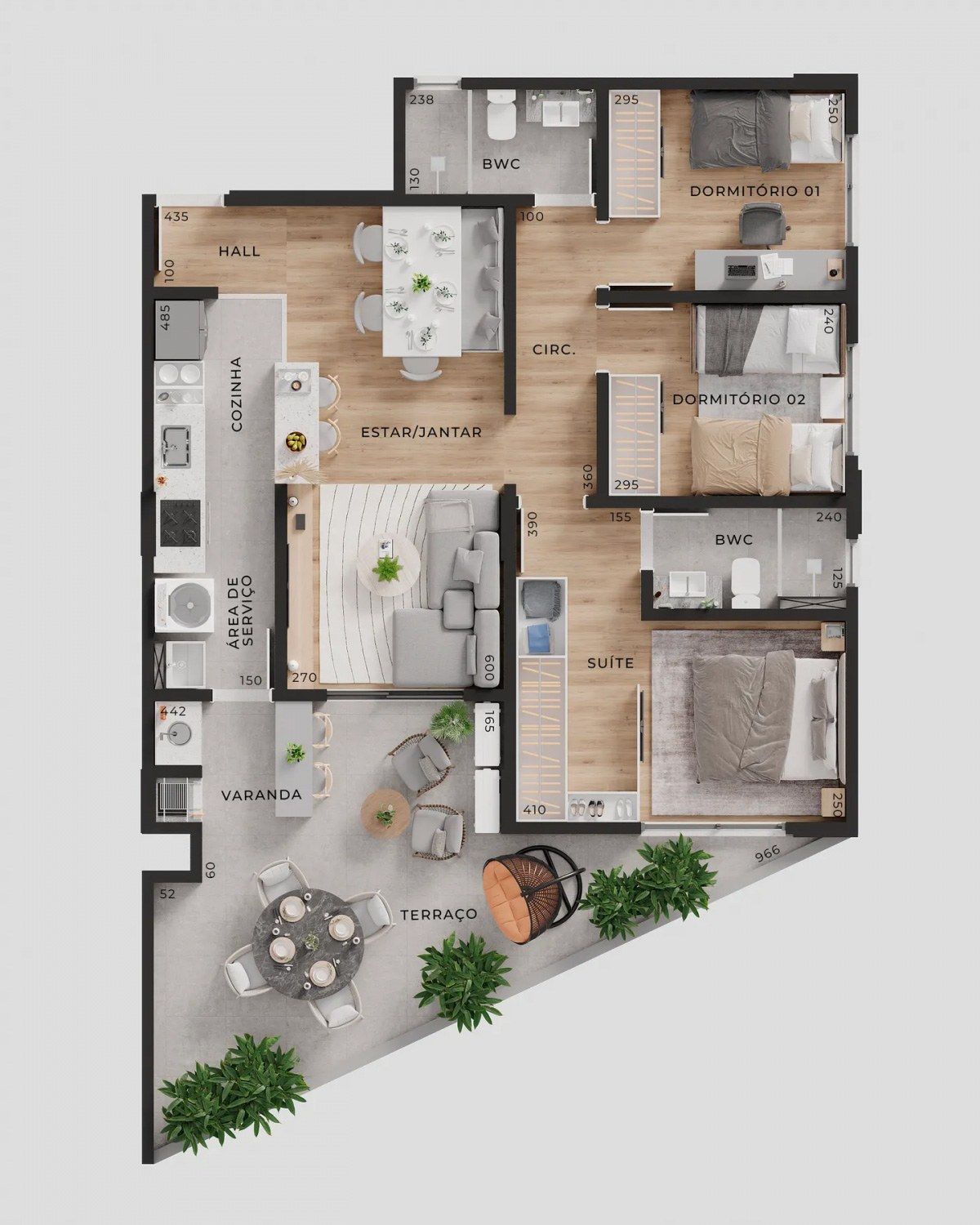 Uma vista aérea da planta baixa de uma casa