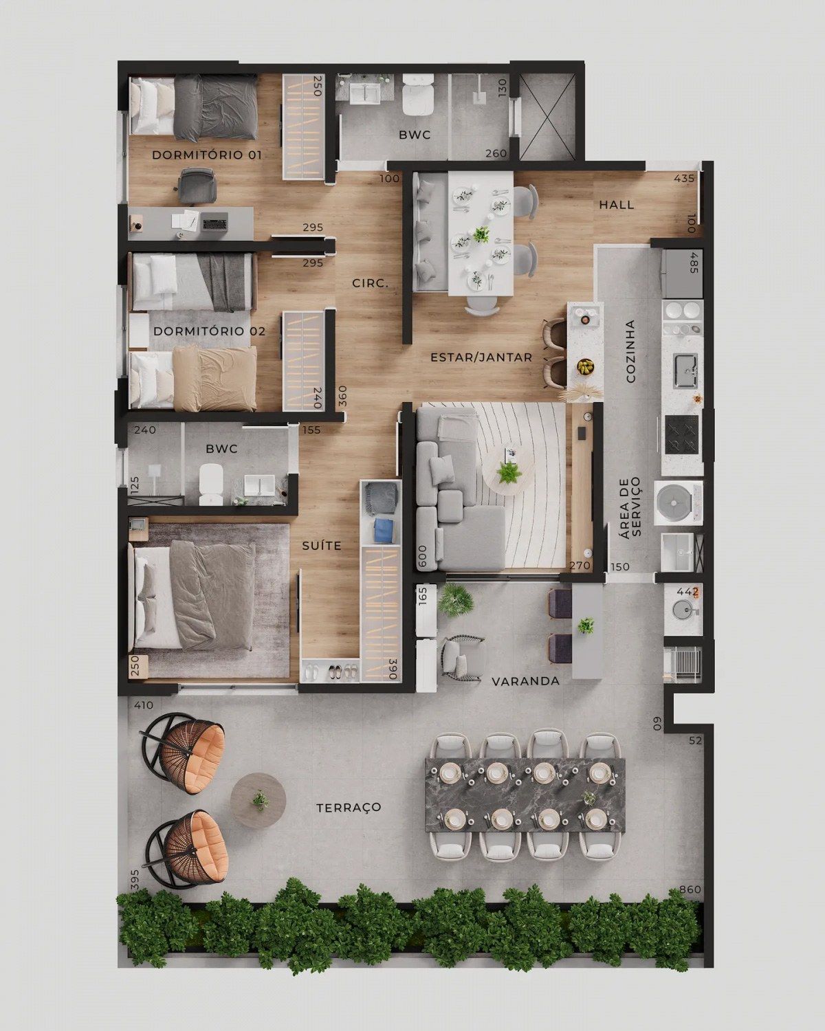 Uma vista aérea da planta baixa de uma casa