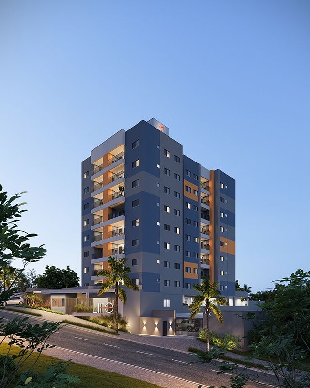 Impressão artística de um prédio alto de apartamentos