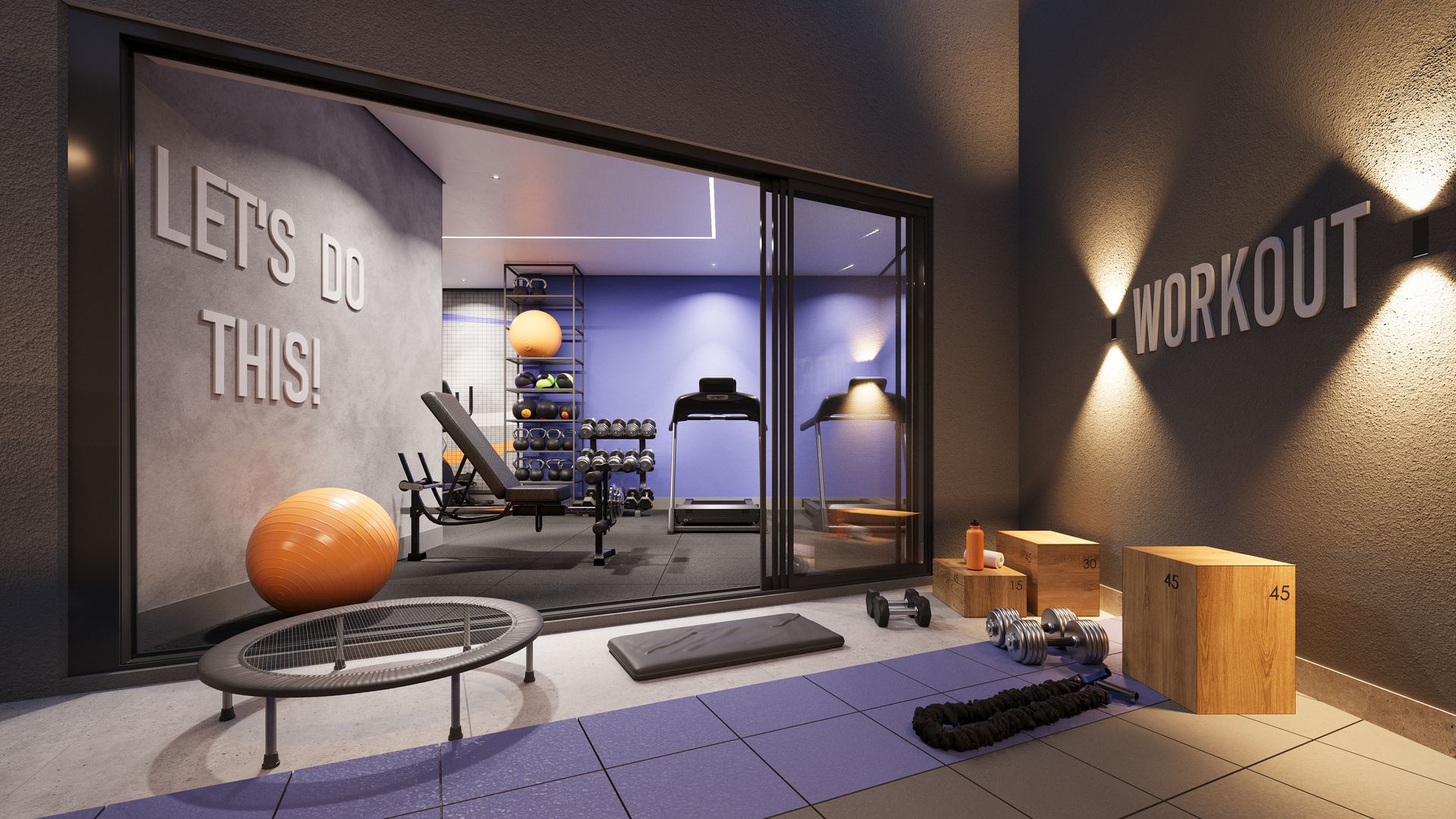 Uma impressão artística de uma academia com uma placa que diz ``vamos fazer isso''.