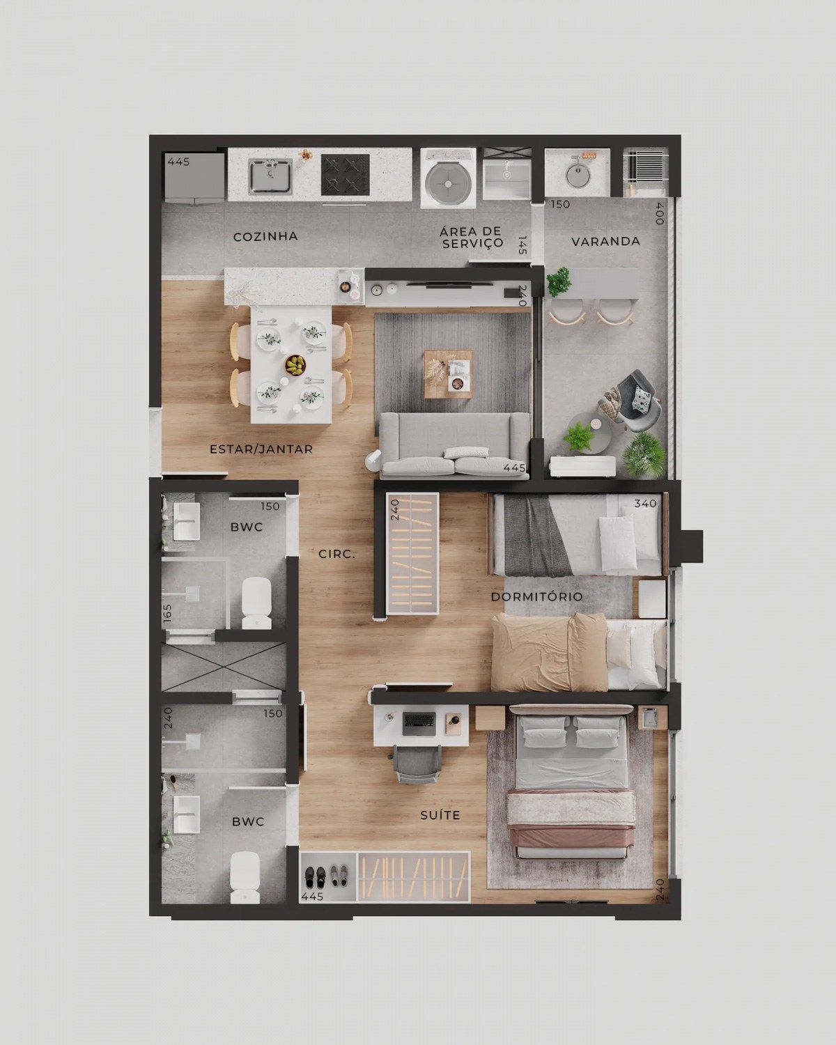 Uma planta baixa de uma casa com muitos móveis