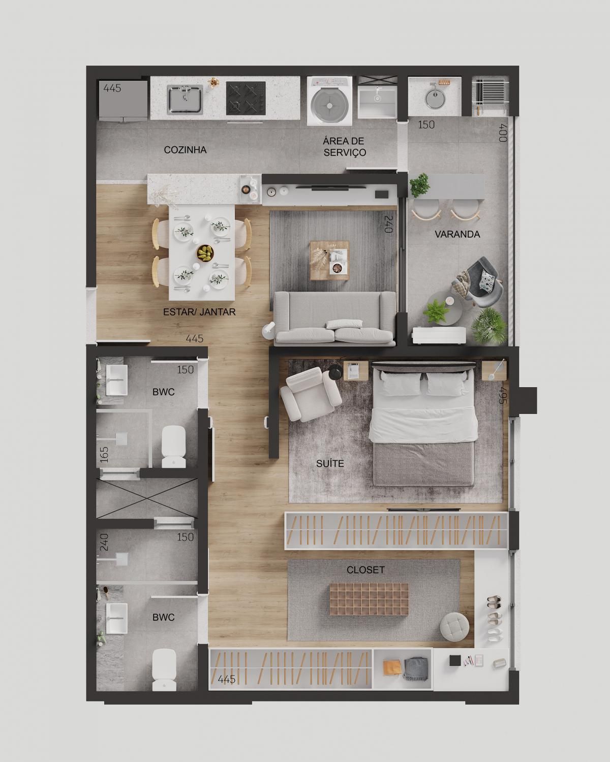 Uma vista aérea da planta baixa de uma casa