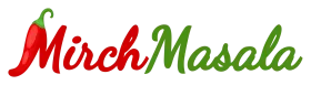 MirchMasala logo in red, green, and gold script on a white background