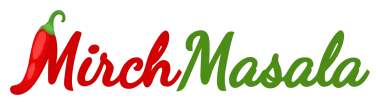 MirchMasala logo in red, green, and gold script on a white background