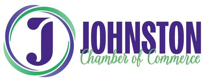 Logo of the Johnston Chamber of Commerce: purple letter 