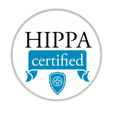 A blue medical shield icon next to the text