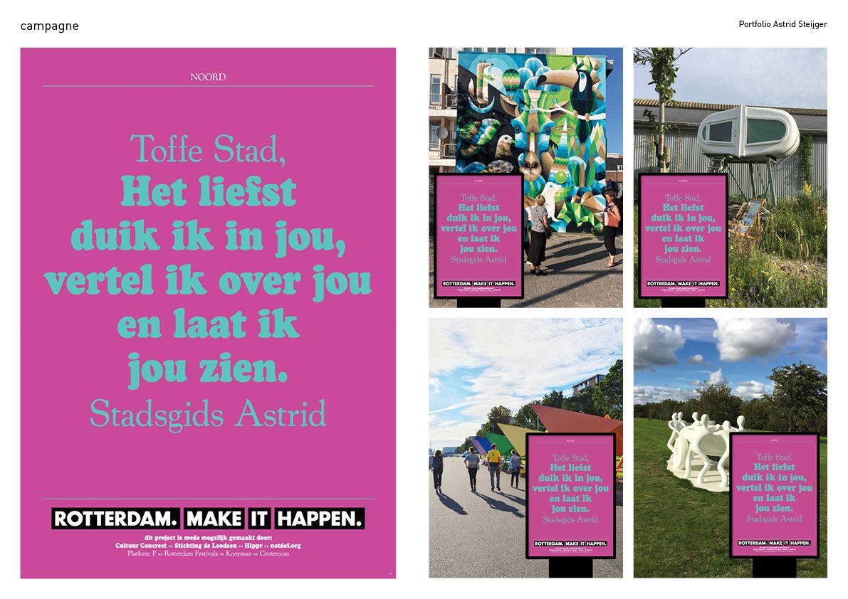 Roze poster met de tekst 