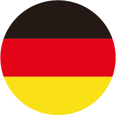 La bandera alemana está en un círculo sobre un fondo blanco.