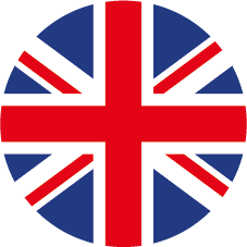 Una bandera británica en un círculo sobre un fondo blanco.