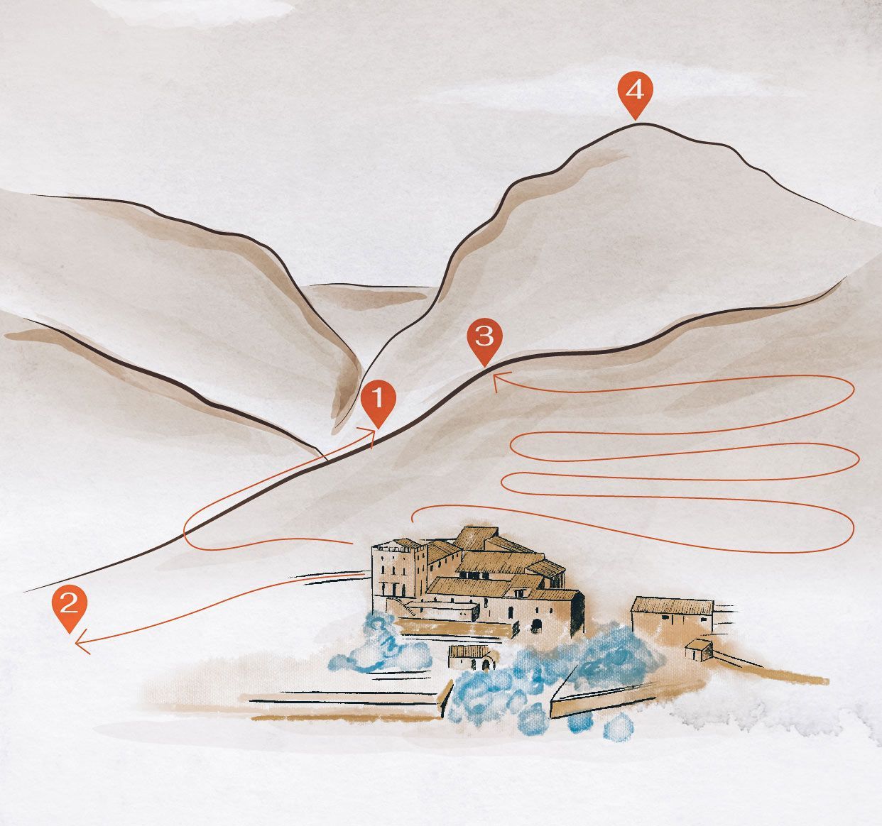 Un dibujo de una montaña con el número 4 en ella.