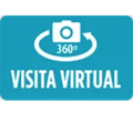Un cartel azul que dice 'visita virtual'