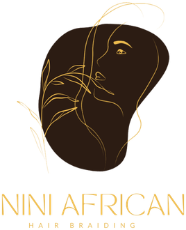 Stylized gold line-art logo of a face with “NINI AFRICAN” text on a white background