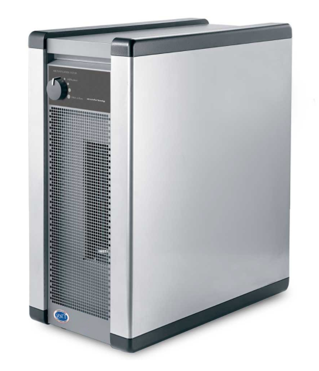Silver portable air conditioner with front vent and top handle