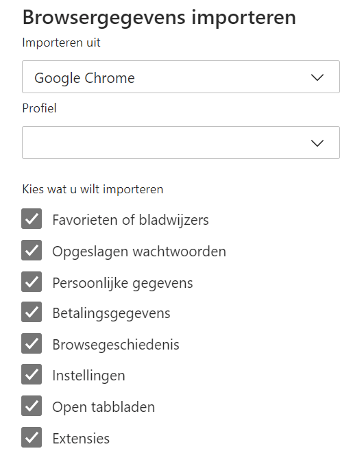 Browsergegevens importeren