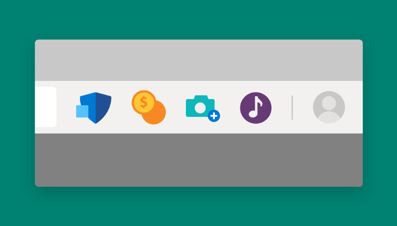 Extensies in de bovenbalk van de browser