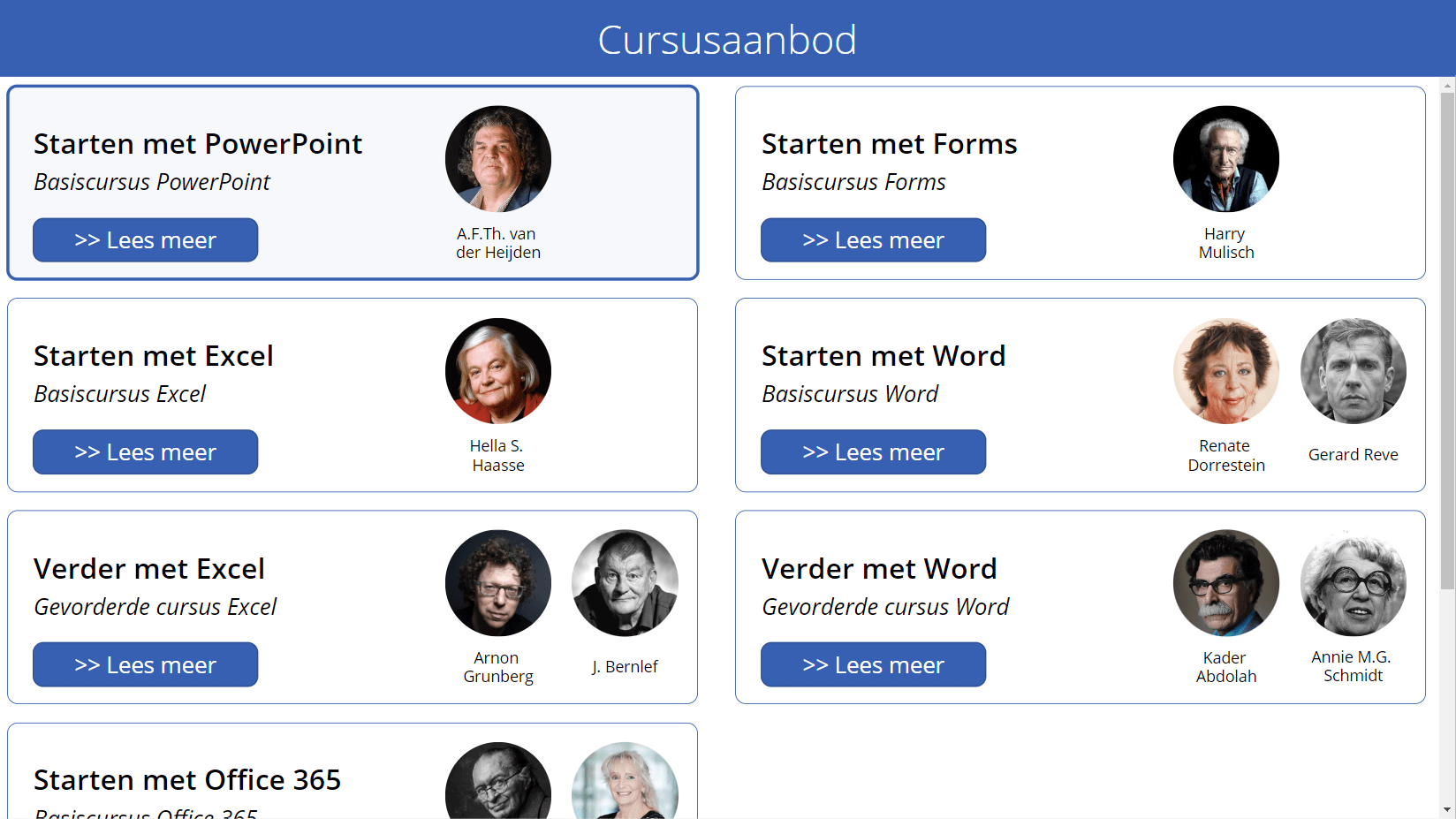 Screenshot App Cursusaanbod