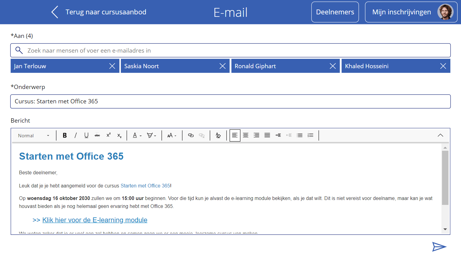 Screenshot E-mailscherm