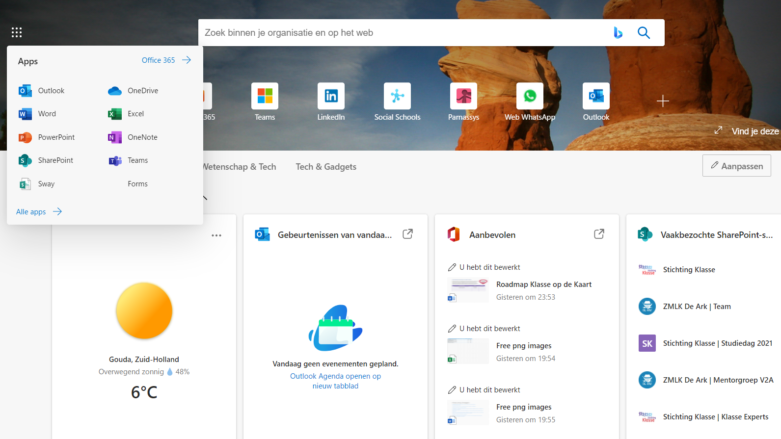 Open Office apps vanaf een nieuw tabblad in Edge