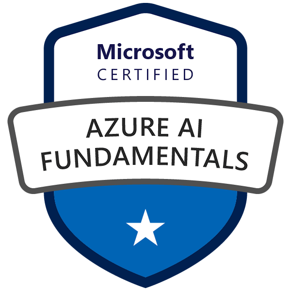 AI-900 badge in Credly Badge Microsoft Certified Azure AI Fundamentals