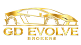 Gold GD EVOLVE BROKERS logo with a stylized car outline above the text